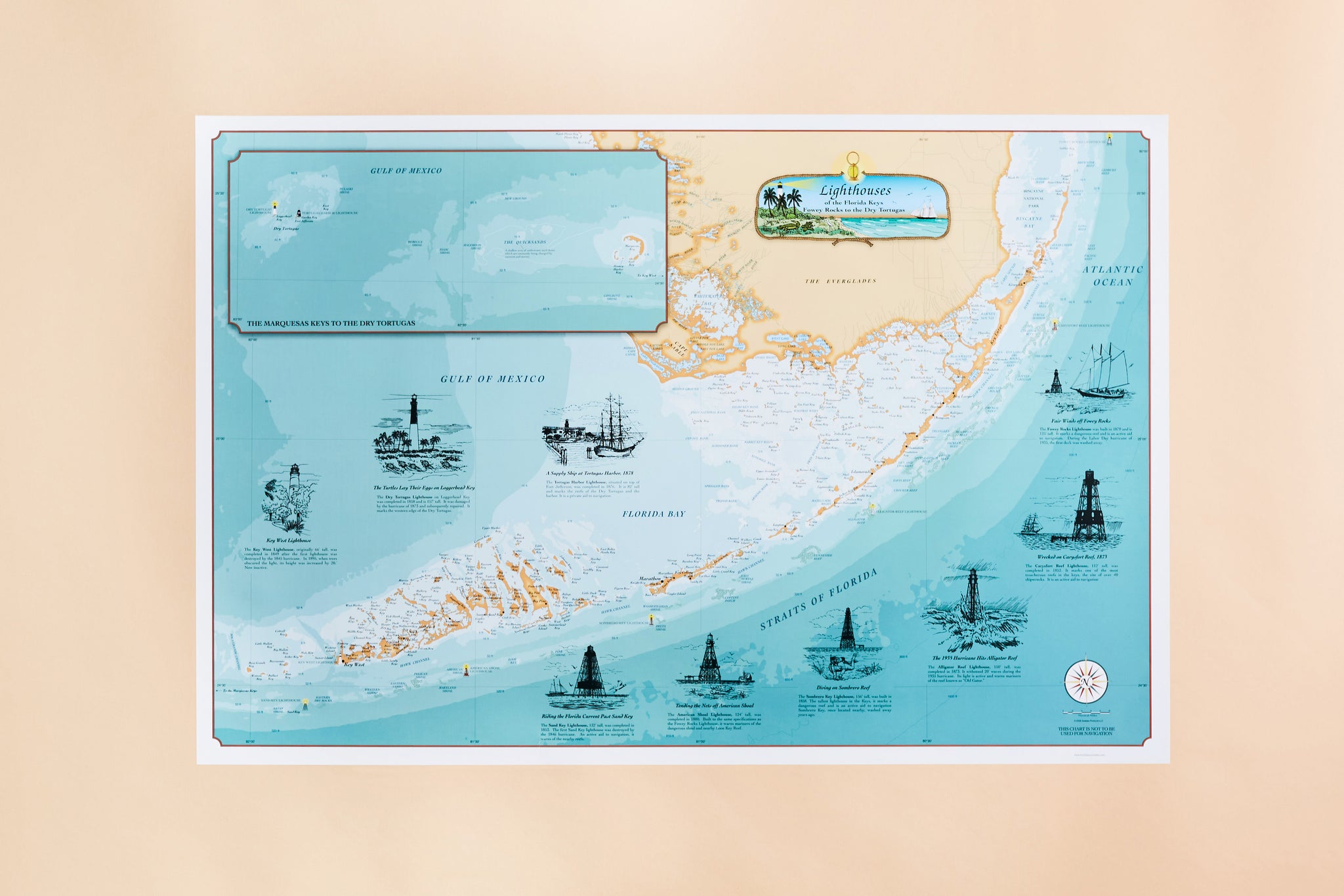 Full Map Of Florida Original Florida Keys Nautical Chart - 36x24 Inch ...
